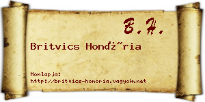 Britvics Honória névjegykártya